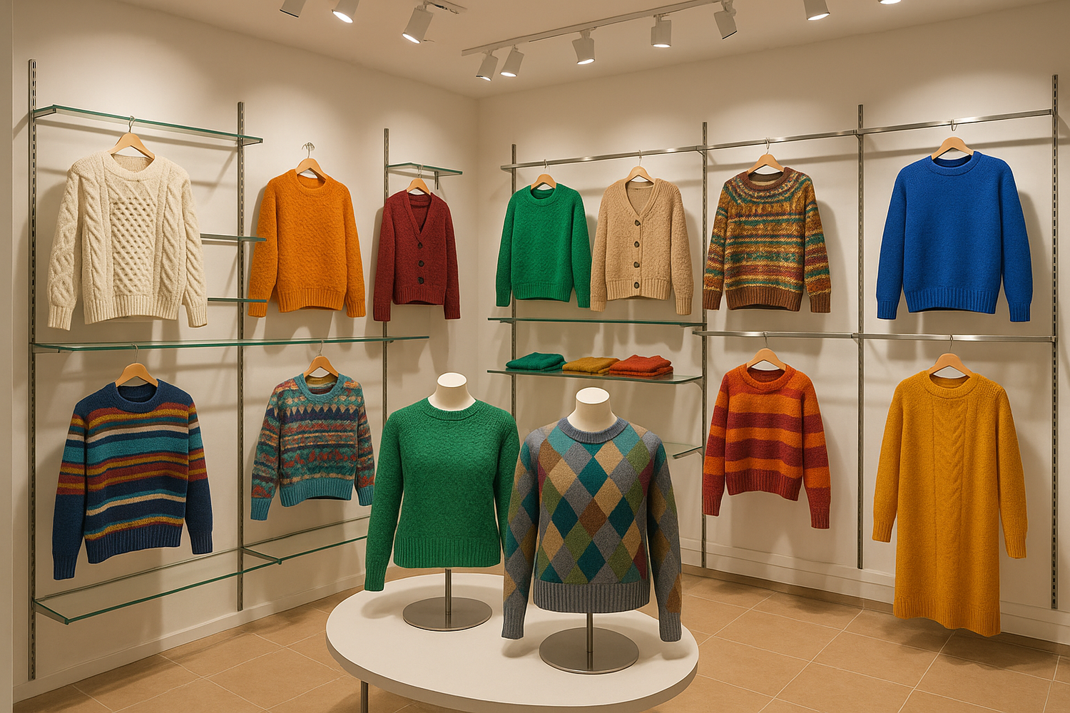 sweater show room with mix designs